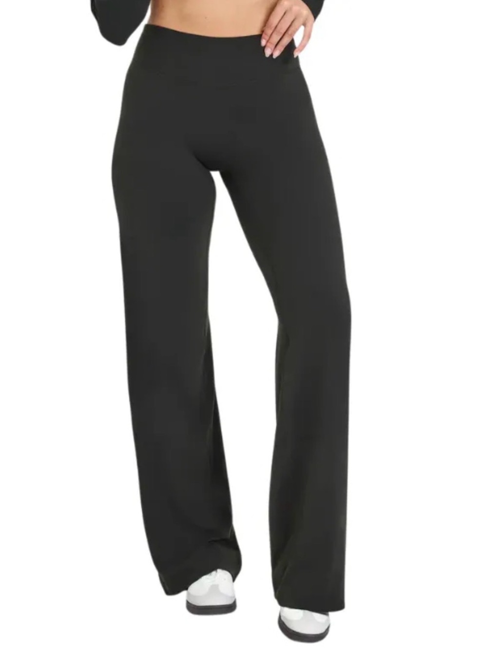 Mono B Black Wide-Leg Stretch Pants